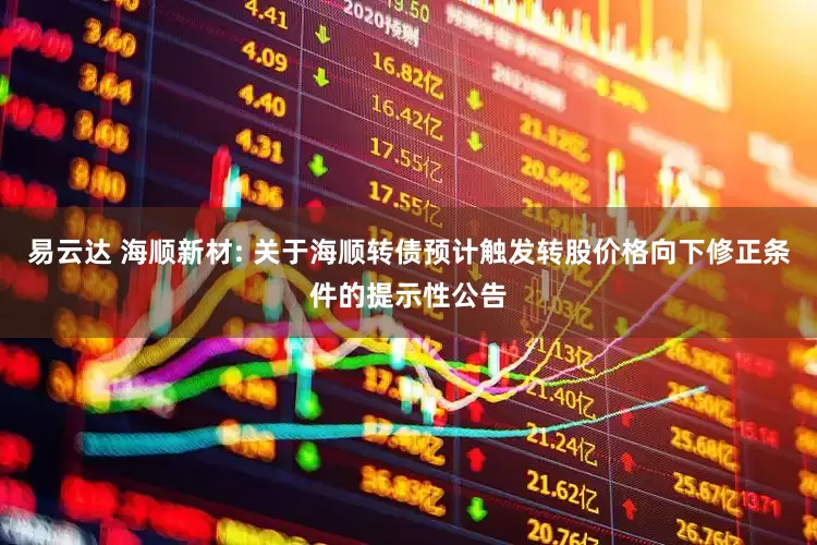 易云达 海顺新材: 关于海顺转债预计触发转股价格向下修正条件的提示性公告